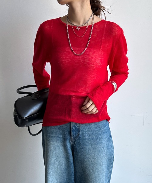 DouDou（ドゥドゥ）の「2枚SETニット（ニット/セーター・レディース・レッド/オフホワイト/グレー・FREE）」の16枚目の写真