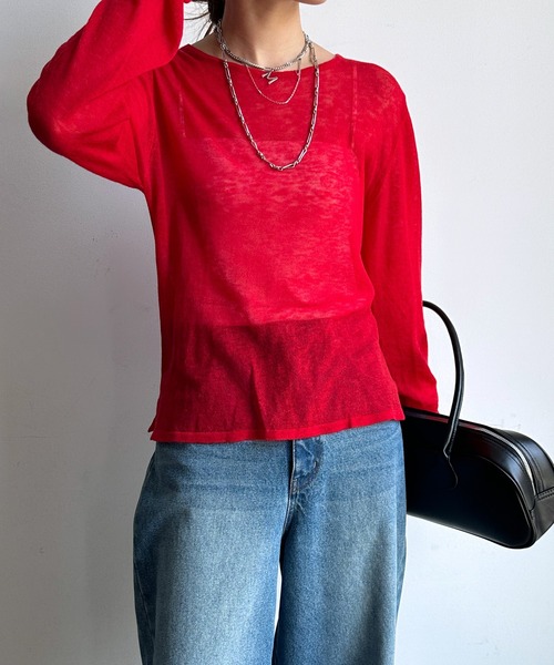 DouDou（ドゥドゥ）の「2枚SETニット（ニット/セーター・レディース・レッド/オフホワイト/グレー・FREE）」の17枚目の写真