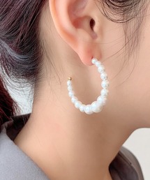 パールフープピアス (両耳用)