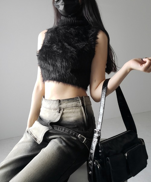 me+em select(ミームセレクト)の「【 2color /4size 】ラップレイヤードバイカラーブリーチワイドデニム / wrap layered bicolor bleach wide denim(デニムパンツ・レディース・ブルー/ブラック・X-LARGE/SMALL/MEDIUM/LARGE)」の18枚目の写真