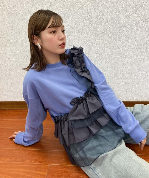 KBF（ケイビーエフ）の「フリルドッキングスウェット（スウェット・レディース・ホワイト系その他/パープル系その他/グレー系その他・ONE）」の9枚目の写真