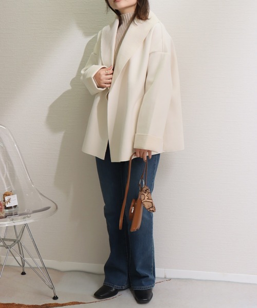 libelle more（リベル モア）の「ニットダブルフェイスショールカラー