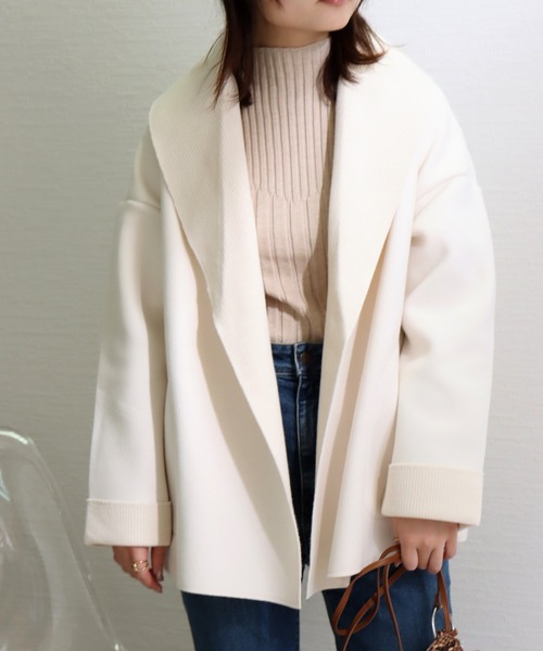 libelle more（リベル モア）の「ニットダブルフェイスショールカラージャケット（テーラードジャケット・レディース・モカ/ベージュ/ネイビー/アイボリー/ブラック・M/L）」の14枚目の写真