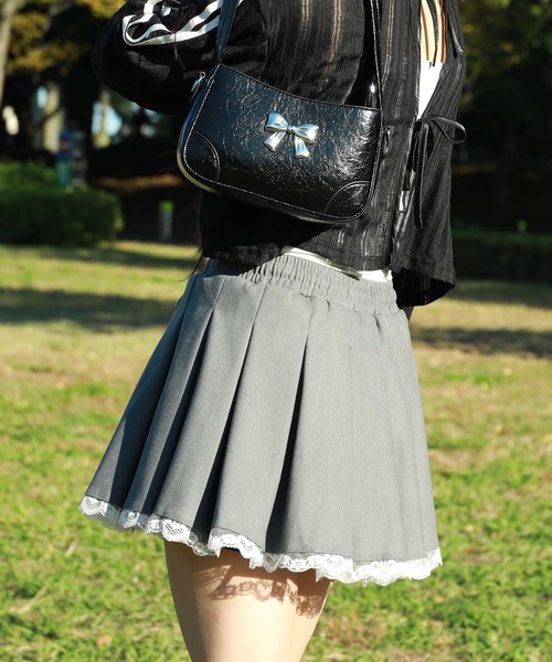 HOOK（フック）の「【HOOK】for girls レース裾プリーツミニスカート