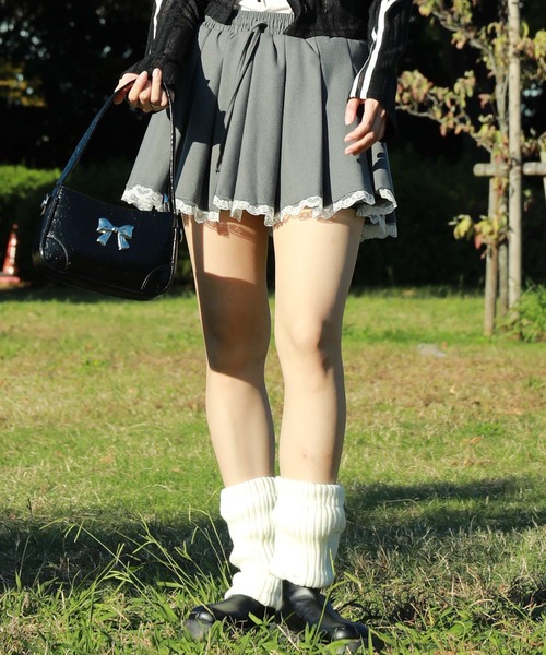 HOOK（フック）の「【HOOK】for　girls 　レース裾プリーツミニスカート（スカート・レディース・ダークグレー/ブラック/チョコ・S/M/L）」の6枚目の写真