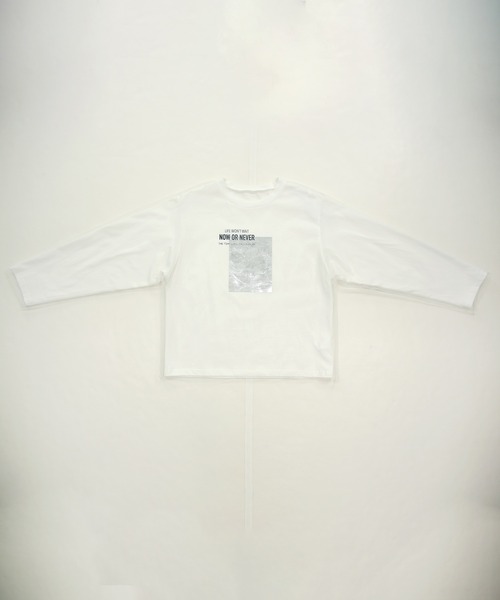 and it_(アンドイット)の「チュール重ね箔プリントロングTシャツ(Tシャツ/カットソー・レディース・ブラック/オフホワイト・M)」の13枚目の写真