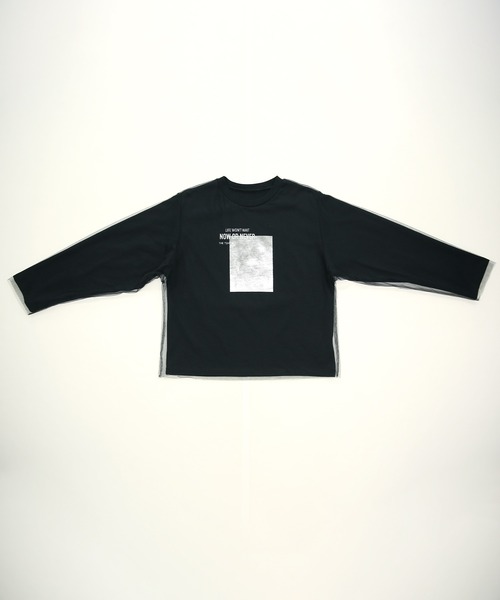 and it_(アンドイット)の「チュール重ね箔プリントロングTシャツ(Tシャツ/カットソー・レディース・ブラック/オフホワイト・M)」の14枚目の写真