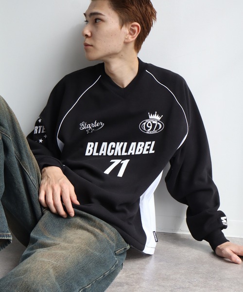 STARTER BLACK LABEL(スターターブラックレーベル)の「【STARTER /スターター】裏起毛 異素材切替 ラグランプルオーバー(スウェット・メンズ・ホワイト×ブラック/ブラック×ホワイト/チャコールグレー×ブラック・L/M/XL)」の2枚目の写真