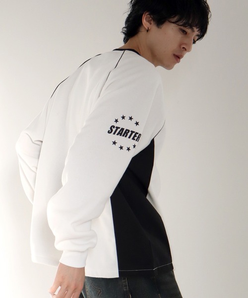 STARTER BLACK LABEL(スターターブラックレーベル)の「【STARTER /スターター】裏起毛 異素材切替 ラグランプルオーバー(スウェット・メンズ・ホワイト×ブラック/ブラック×ホワイト/チャコールグレー×ブラック・L/M/XL)」の15枚目の写真