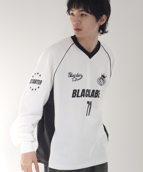 STARTER BLACK LABEL(スターターブラックレーベル)の「【STARTER /スターター】裏起毛 異素材切替 ラグランプルオーバー(スウェット・メンズ・ホワイト×ブラック/ブラック×ホワイト/チャコールグレー×ブラック・L/M/XL)」の13枚目の写真