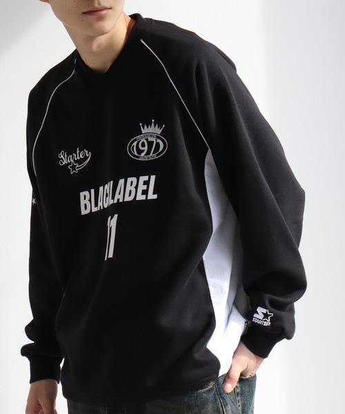 STARTER BLACK LABEL(スターターブラックレーベル)の「【STARTER /スターター】裏起毛 異素材切替 ラグランプルオーバー(スウェット・メンズ・ホワイト×ブラック/ブラック×ホワイト/チャコールグレー×ブラック・L/M/XL)」の4枚目の写真