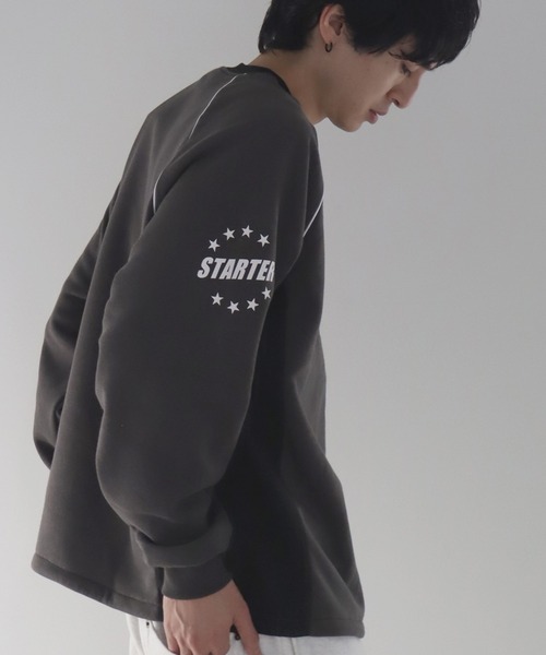STARTER BLACK LABEL(スターターブラックレーベル)の「【STARTER /スターター】裏起毛 異素材切替 ラグランプルオーバー(スウェット・メンズ・ホワイト×ブラック/ブラック×ホワイト/チャコールグレー×ブラック・L/M/XL)」の10枚目の写真