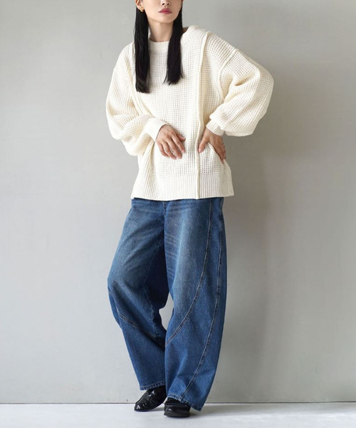 e-zakkamania stores（イーザッカマニアストアーズ）の「デニム立体切替バルーンパンツ（デニムパンツ・レディース・ブラック系/ネイビー系/ライトブルー・L/M）」の6枚目の写真