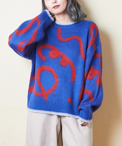 CUBE SUGAR（キューブシュガー）の「モヘアニットアート柄ジャガード  