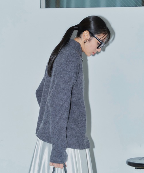 LIENCOEUR（リアンクール）の「ダブルジップニットトップス（ニット/セーター・レディース・グレー/ブラウン/アイボリー・FREE）」の10枚目の写真