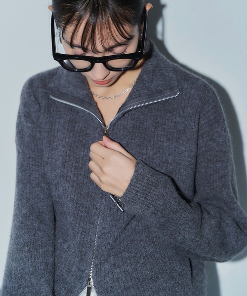 LIENCOEUR（リアンクール）の「ダブルジップニットトップス（ニット/セーター・レディース・グレー/ブラウン/アイボリー・FREE）」の13枚目の写真