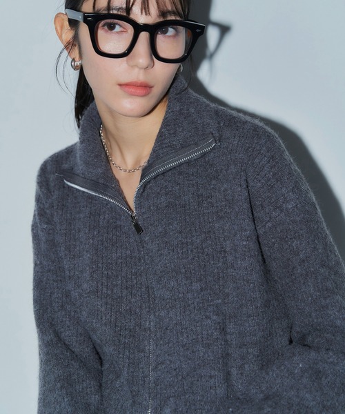 LIENCOEUR（リアンクール）の「ダブルジップニットトップス（ニット/セーター・レディース・グレー/ブラウン/アイボリー・FREE）」の14枚目の写真