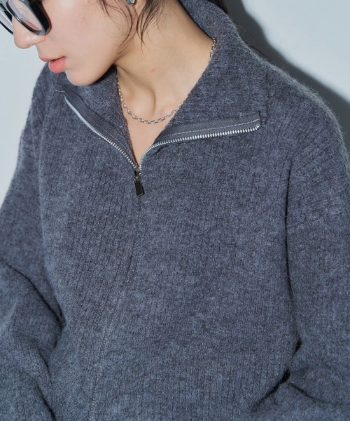 LIENCOEUR（リアンクール）の「ダブルジップニットトップス（ニット/セーター・レディース・グレー/ブラウン/アイボリー・FREE）」の15枚目の写真