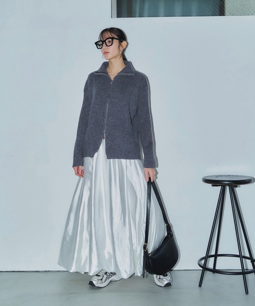 LIENCOEUR（リアンクール）の「ダブルジップニットトップス（ニット/セーター・レディース・グレー/ブラウン/アイボリー・FREE）」の17枚目の写真