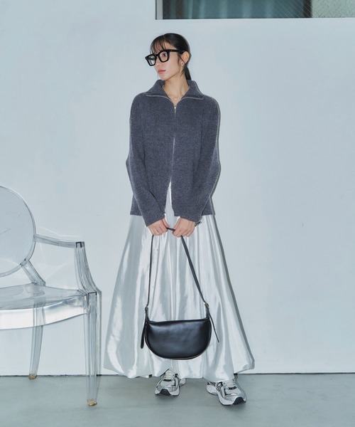 LIENCOEUR（リアンクール）の「ダブルジップニットトップス（ニット/セーター・レディース・グレー/ブラウン/アイボリー・FREE）」の16枚目の写真