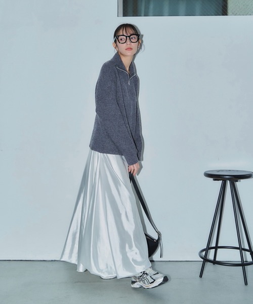 LIENCOEUR（リアンクール）の「ダブルジップニットトップス（ニット/セーター・レディース・グレー/ブラウン/アイボリー・FREE）」の18枚目の写真