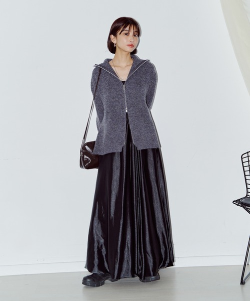 LIENCOEUR（リアンクール）の「ダブルジップニットトップス（ニット/セーター・レディース・グレー/ブラウン/アイボリー・FREE）」の21枚目の写真