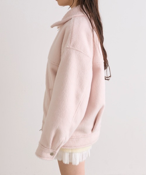 OLIVE des OLIVE（オリーブデオリーブ）の「リボンポケットシャギーブルゾン（ブルゾン・レディース・ピンク/アイボリー/チャコールグレー・FREE）」の5枚目の写真