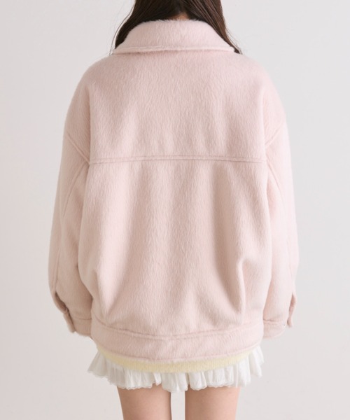 OLIVE des OLIVE（オリーブデオリーブ）の「リボンポケットシャギーブルゾン（ブルゾン・レディース・ピンク/アイボリー/チャコールグレー・FREE）」の6枚目の写真