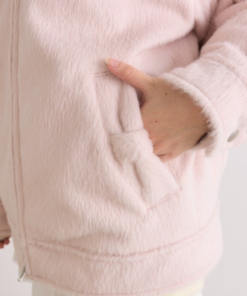 OLIVE des OLIVE（オリーブデオリーブ）の「リボンポケットシャギーブルゾン（ブルゾン・レディース・ピンク/アイボリー/チャコールグレー・FREE）」の11枚目の写真