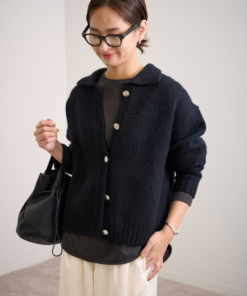 ヨリ　ラウンドヘム天竺カットソー　ネイビー　新品 yori(ヨリ)の「ラウンドヘム天竺カットソー【2022SM】6月下旬発売予定