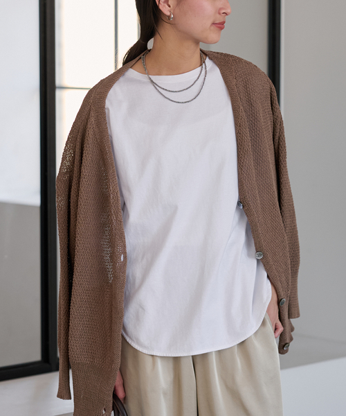 FRAMeWORK(フレームワーク)の「≪追加≫コットン天竺ラウンドヘム2(Tシャツ/カットソー・レディース・スミクロ/ホワイト・FREE)」の9枚目の写真