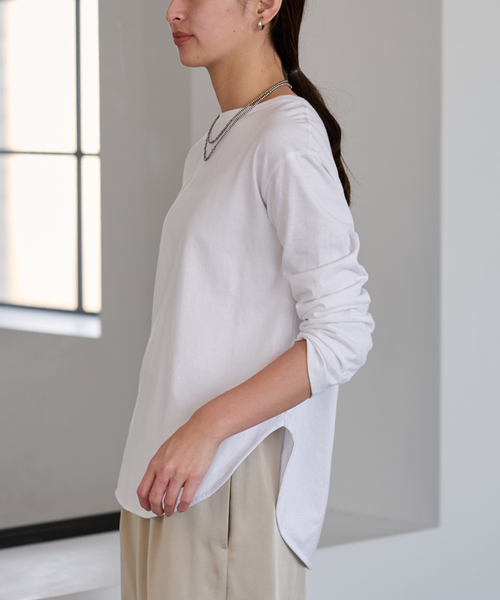 FRAMeWORK(フレームワーク)の「≪追加≫コットン天竺ラウンドヘム2(Tシャツ/カットソー・レディース・スミクロ/ホワイト・FREE)」の13枚目の写真