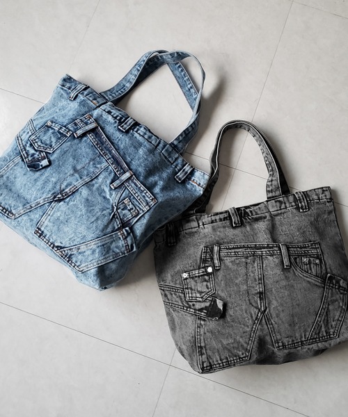 me+em select(ミームセレクト)の「【 2color 】ヴィンテージドッキングウォッシュデニムバッグ / vintage docking washed denim bag(トートバッグ・レディース・ブラック/ブルー・FREE)」の8枚目の写真