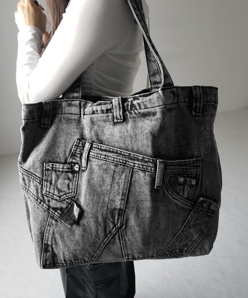 me+em select(ミームセレクト)の「【 2color 】ヴィンテージドッキングウォッシュデニムバッグ / vintage docking washed denim bag(トートバッグ・レディース・ブラック/ブルー・FREE)」の22枚目の写真