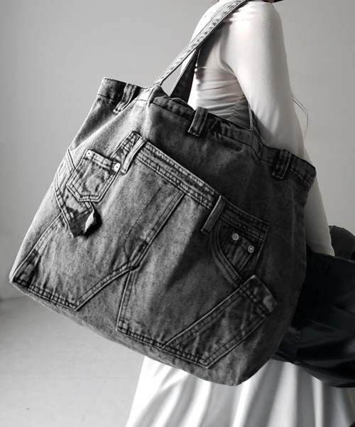 MIHØ トートバッグ ホワイトデニム ブラック&レッド 2個セット