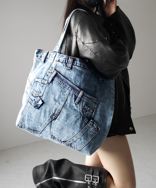 me+em select(ミームセレクト)の「【 2color 】ヴィンテージドッキングウォッシュデニムバッグ / vintage docking washed denim bag(トートバッグ・レディース・ブラック/ブルー・FREE)」の18枚目の写真