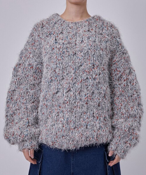 POOLDE(プールデ)の「【POOLDE/プールデ】Poodle Moth Knit Top/ニット(ニット/セーター・レディース・ホワイト/グレー・FREE)」の16枚目の写真