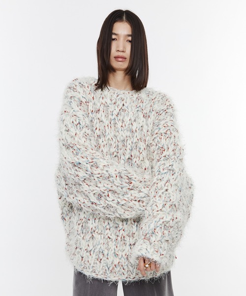POOLDE(プールデ)の「【POOLDE/プールデ】Poodle Moth Knit Top/ニット(ニット/セーター・レディース・ホワイト/グレー・FREE)」の2枚目の写真