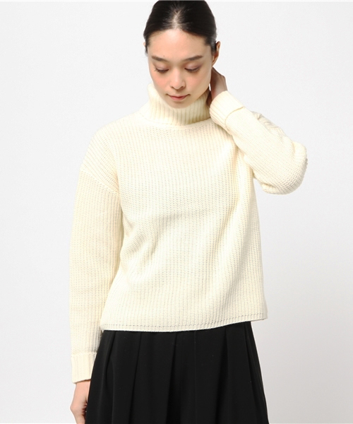 koe（コエ）の「ビッグ畦編みニットプルオーバー（ニット/セーター・レディース・アイボリー/カーキ/ネイビー/キャメル・MEDIUM/SMALL/LARGE）」の2枚目の写真