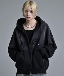 ADRER（アドラー）の「heavy weight logo semi short vintage double zip parker/ヘビーウェイトロゴセミショートヴィンテージダブルジップパーカー（パーカー）」