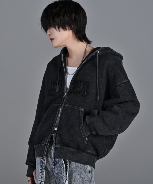 ADRER(アドラー)の「heavy weight logo semi short vintage double zip parker/ヘビーウェイトロゴセミショートヴィンテージダブルジップパーカー(パーカー・メンズ・チャコールグレー/ブラック/ブルー/ブラウン/グレー/ブラック系2/ブラック系1・L/M/S/XS)」の21枚目の写真