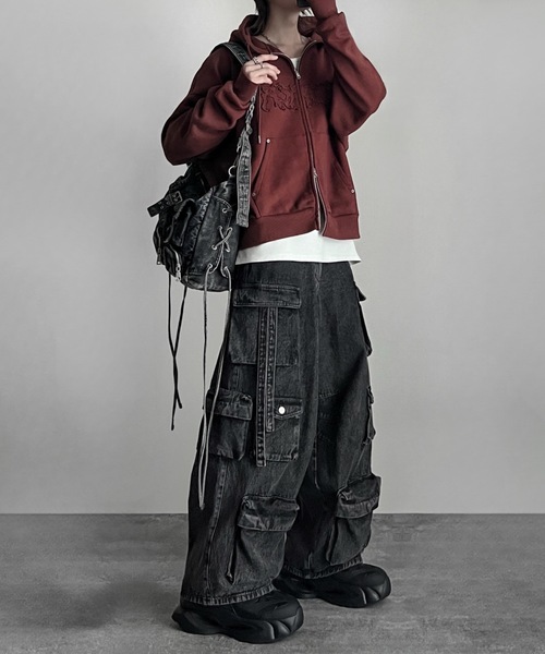 ADRER(アドラー)の「heavy weight logo semi short vintage double zip parker/ヘビーウェイトロゴセミショートヴィンテージダブルジップパーカー(パーカー・メンズ・チャコールグレー/ブラック/ブルー/ブラウン/グレー/ブラック系2/ブラック系1・L/M/S/XS)」の22枚目の写真
