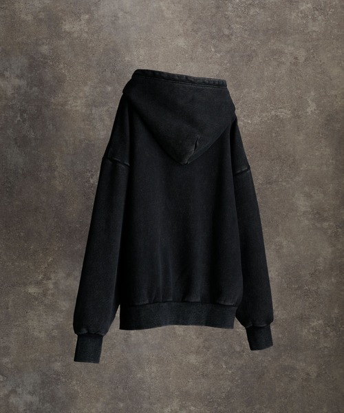 heavy weight logo semi short vintage double zip parker