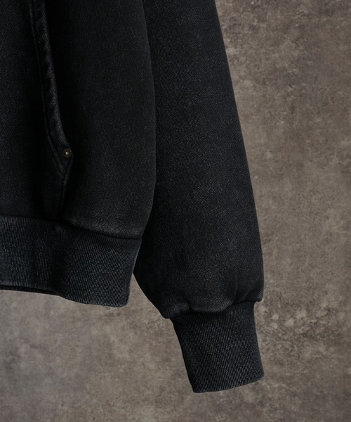 heavy weight logo semi short vintage double zip parker
