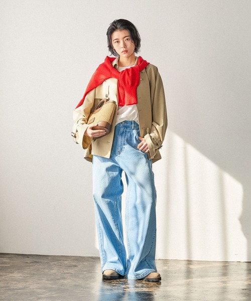 BAYFLOW（ベイフロー）の「[選べる着丈]ショートトレンチコート（トレンチコート・レディース・チャコール/ベージュ・SMALL/MEDIUM）」の7枚目の写真