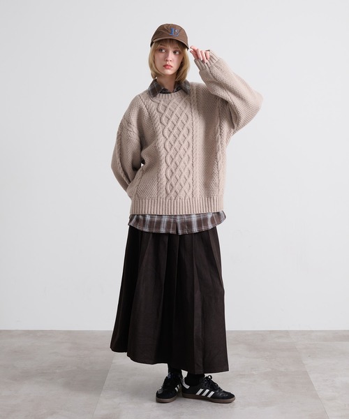 apres jour mignon(アプレジュールミニョン)の「袖ボリュームケーブルニット【ZOZOTOWN限定アイテム】(ニット/セーター・レディース・ベージュ/ネイビー/ピンクベージュ/カーキ・X-LARGE/フリー)」の15枚目の写真