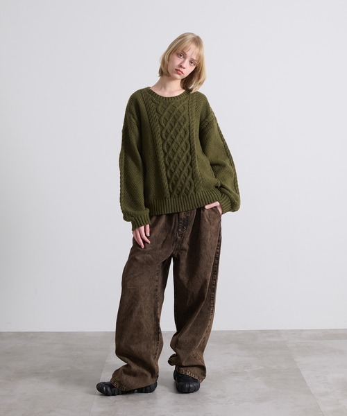 apres jour mignon(アプレジュールミニョン)の「袖ボリュームケーブルニット【ZOZOTOWN限定アイテム】(ニット/セーター・レディース・ベージュ/ネイビー/ピンクベージュ/カーキ・X-LARGE/フリー)」の14枚目の写真