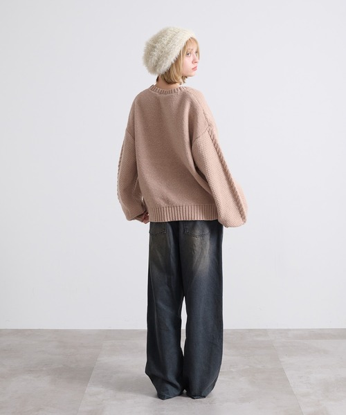 apres jour mignon(アプレジュールミニョン)の「袖ボリュームケーブルニット【ZOZOTOWN限定アイテム】(ニット/セーター・レディース・ベージュ/ネイビー/ピンクベージュ/カーキ・X-LARGE/フリー)」の22枚目の写真