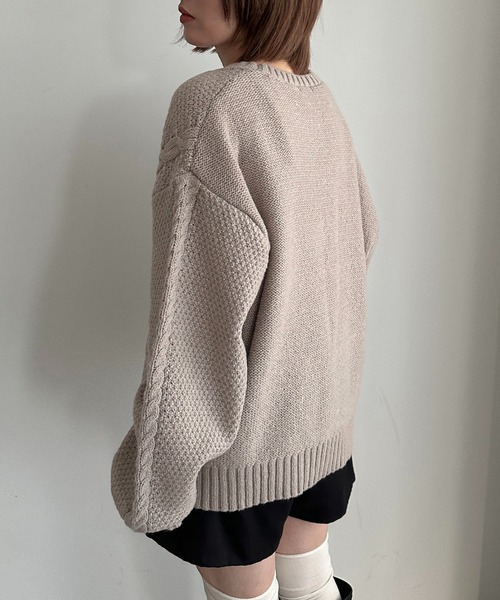 apres jour mignon(アプレジュールミニョン)の「袖ボリュームケーブルニット【ZOZOTOWN限定アイテム】(ニット/セーター・レディース・ベージュ/ネイビー/ピンクベージュ/カーキ・X-LARGE/フリー)」の17枚目の写真