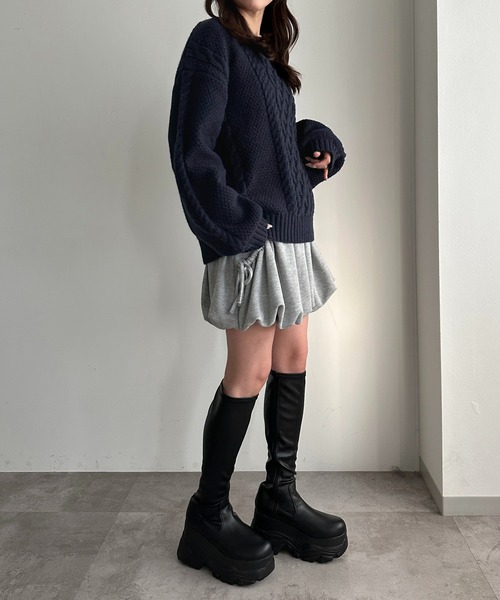 apres jour mignon(アプレジュールミニョン)の「袖ボリュームケーブルニット【ZOZOTOWN限定アイテム】(ニット/セーター・レディース・ベージュ/ネイビー/ピンクベージュ/カーキ・X-LARGE/フリー)」の19枚目の写真